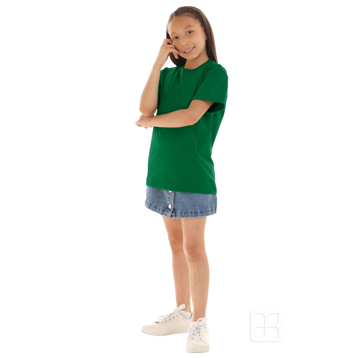 Playera Cuello Redondo Manga Corta para Niños Color Verde Bandera
