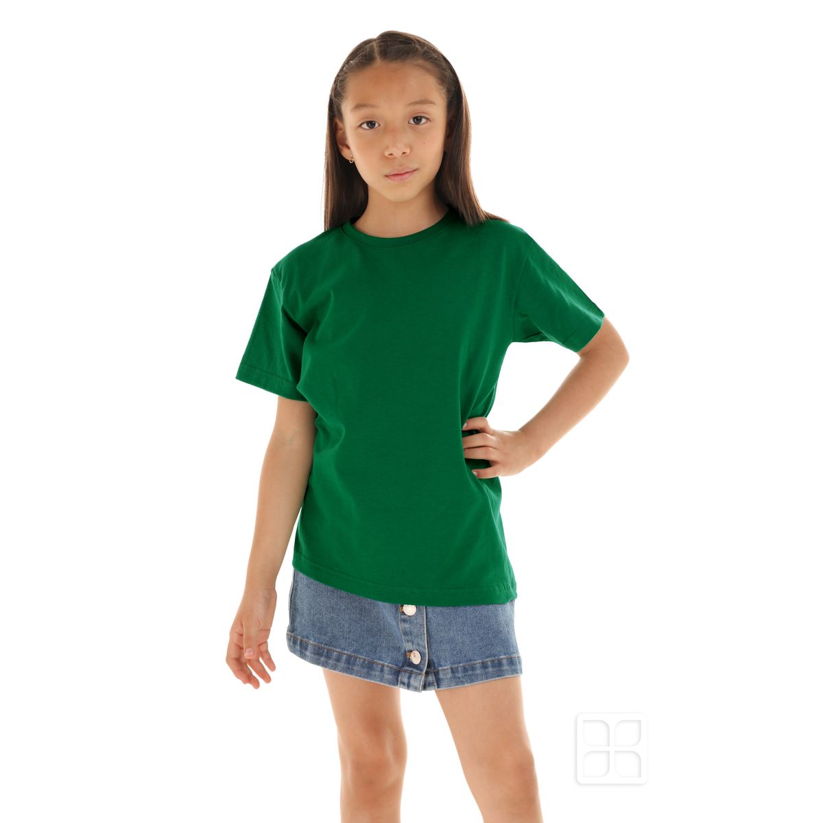 Playera Cuello Redondo Manga Corta para Niños Color Verde Bandera